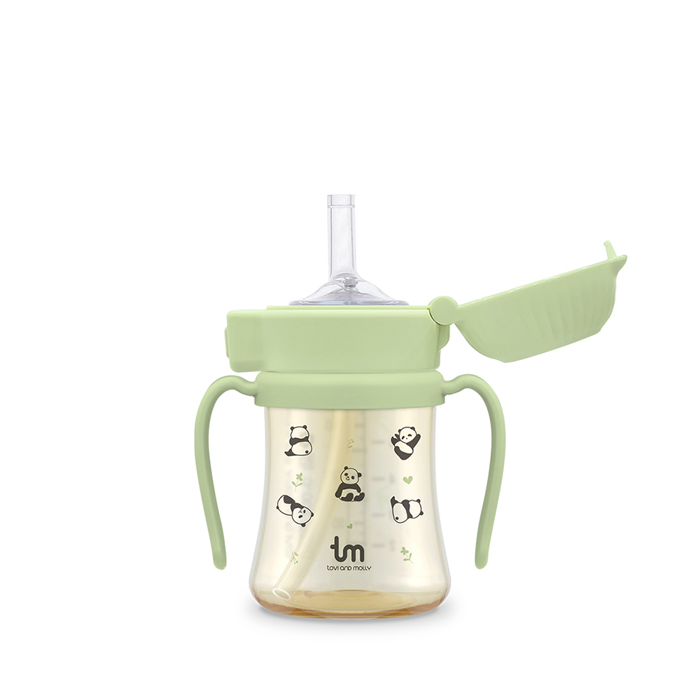[토비앤몰리] 포포 새지 않는 아기 유아 이유식 자기주도 원터치락 빨대컵 180ml 280ml