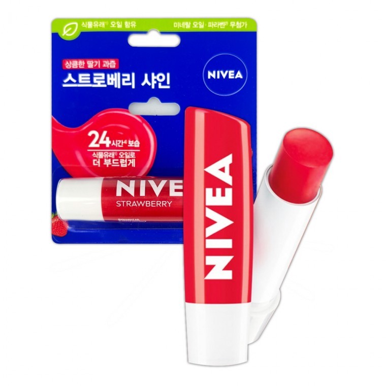 니베아 립케어 스트로베리 샤인 4.8g -D - 메인 이미지
