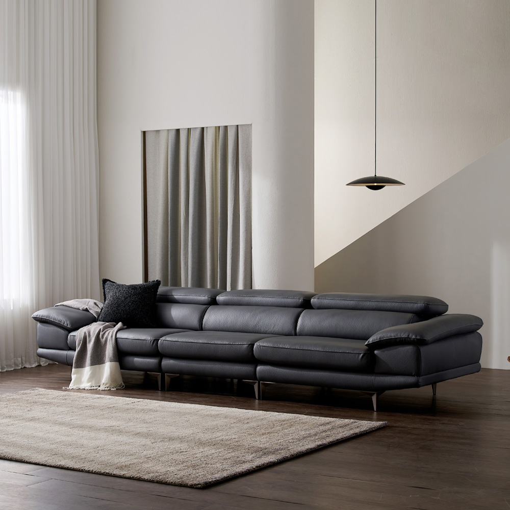 [99라인업] 케이하우스홀드 카든 면피 가죽소파 4인용 헤드레스트 모던 국내제작 쇼파