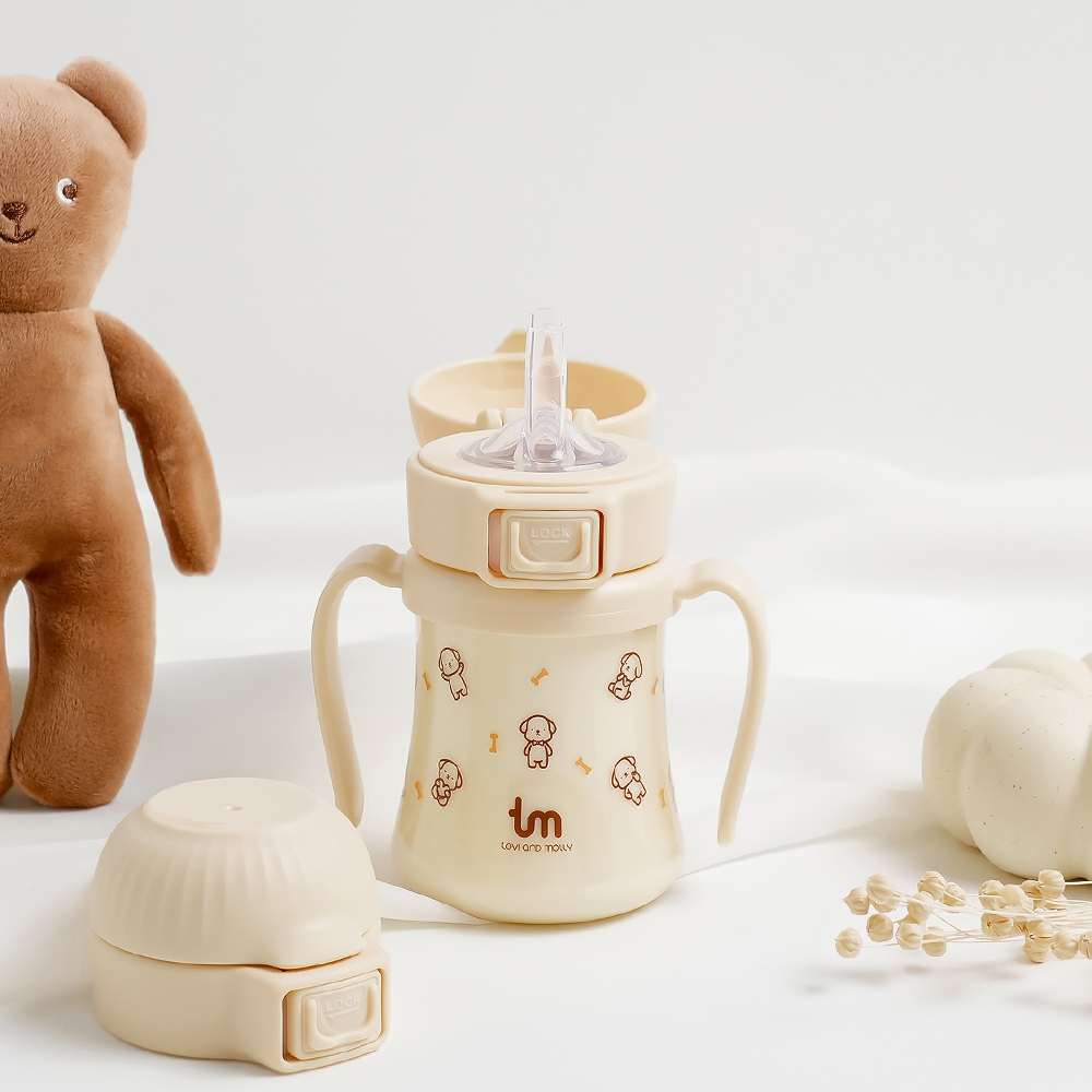 [토비앤몰리] 토비 새지 않는 아기 유아 이유식 자기주도 원터치락 빨대컵 180ml 280ml