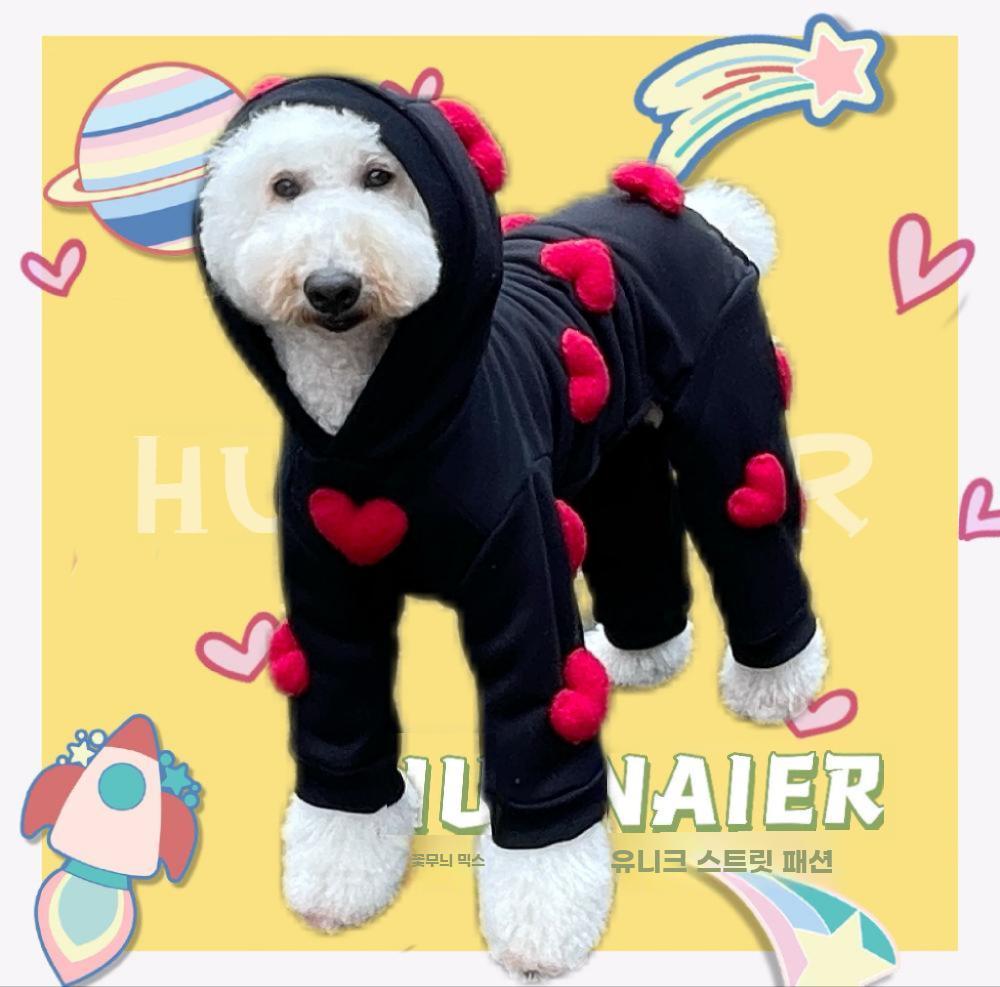 대형견 겨울 극부드러운 누빔 올인원 방한 점프수트 보온 S - 상세 이미지 4