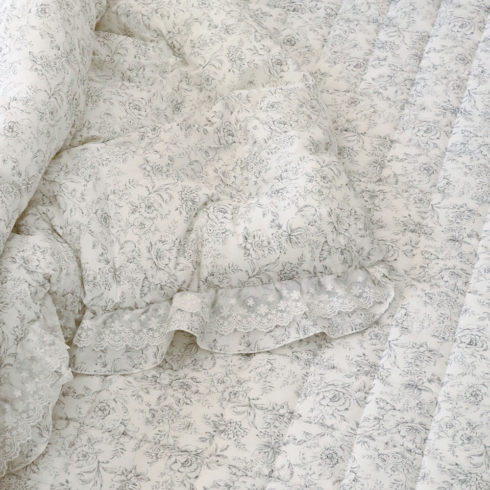 로지 플라워 워싱 고밀도 순면 모달 100 옥수수솜 프릴 레이스 사계절 차렵이불 SS