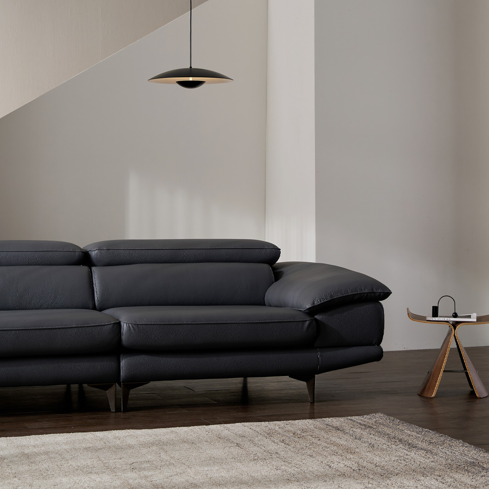 [99라인업] 케이하우스홀드 카든 면피 가죽소파 4인용 헤드레스트 모던 국내제작 쇼파