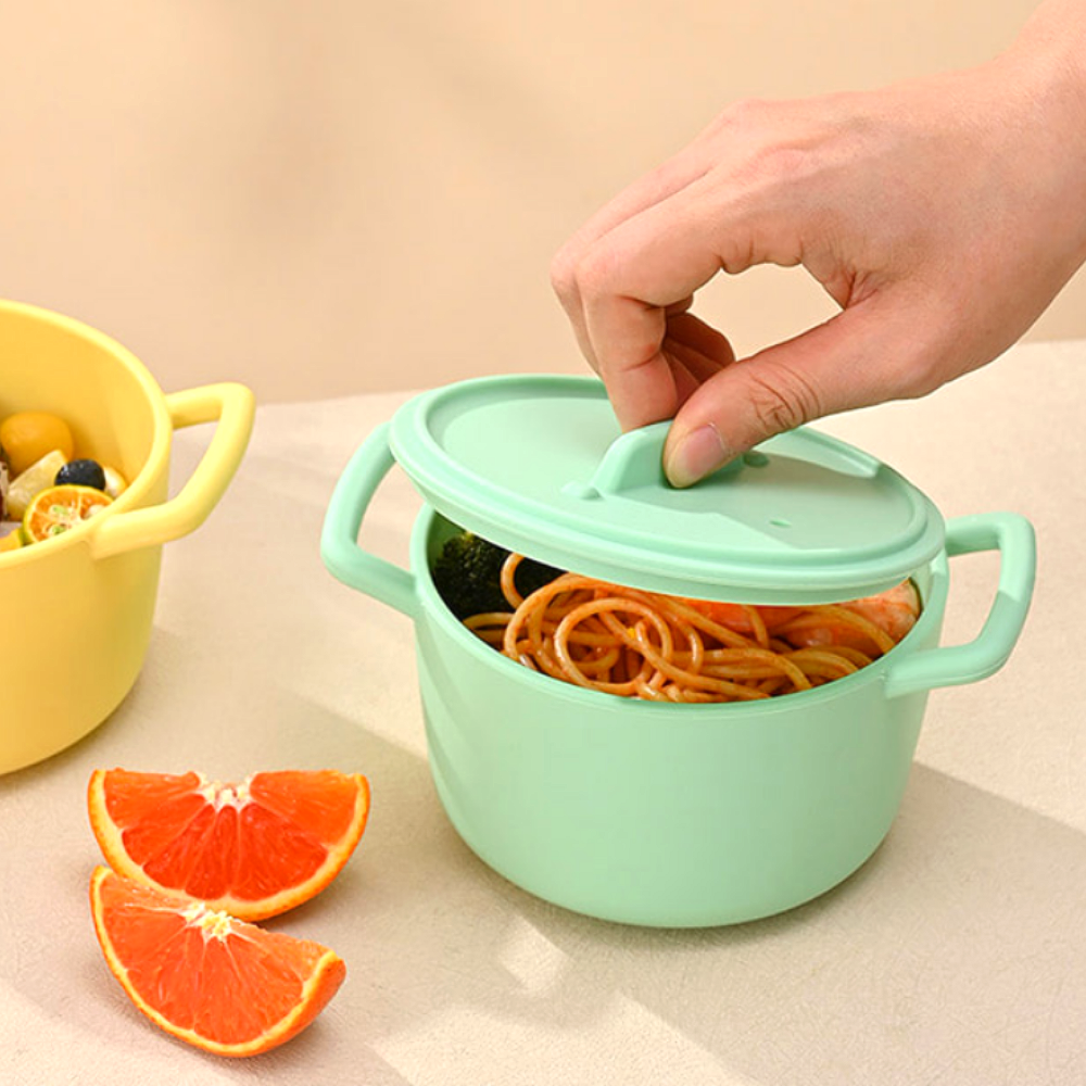 실리콘 찜기 전자레인지 이유식 원형 멀티 쿠커 1200ml, 옐로우