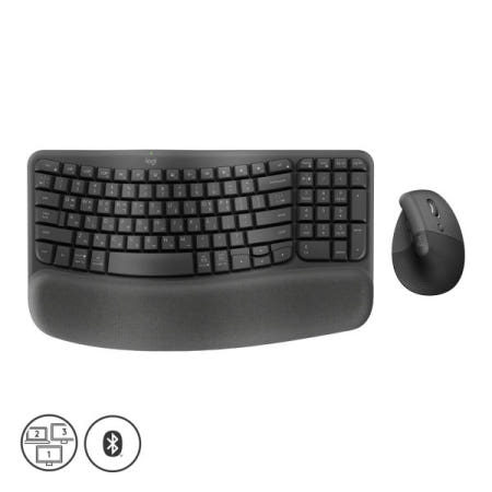 로지텍 Wave Keys + LIFT VERTICAL Combo 무선 키보드 마우스 세트 (그래파이트)