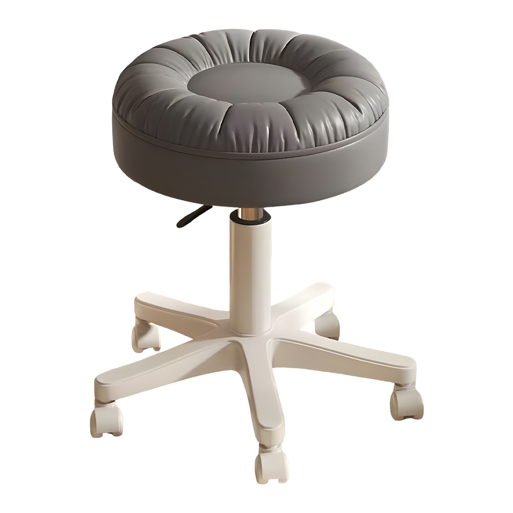 원형 의자 바퀴달린 이동식 미용 보조 화장대 미니 스툴 크림화이트