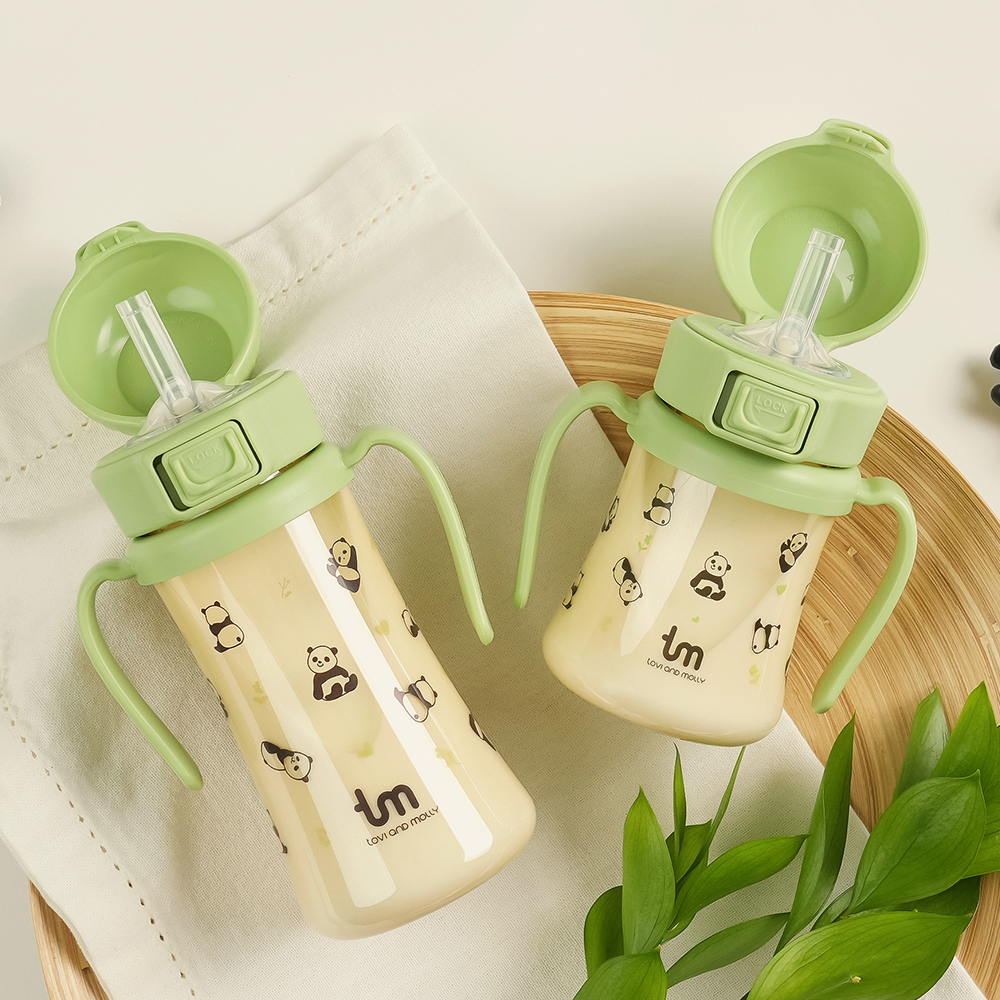 [토비앤몰리] 포포 새지 않는 아기 유아 이유식 자기주도 원터치락 빨대컵 180ml 280ml