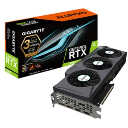 기가바이트 지포스 RTX 3080 EAGLE OC V2 D6X 10GB 그래픽카드, LHR GV-N3080EAGLE OC-10GD