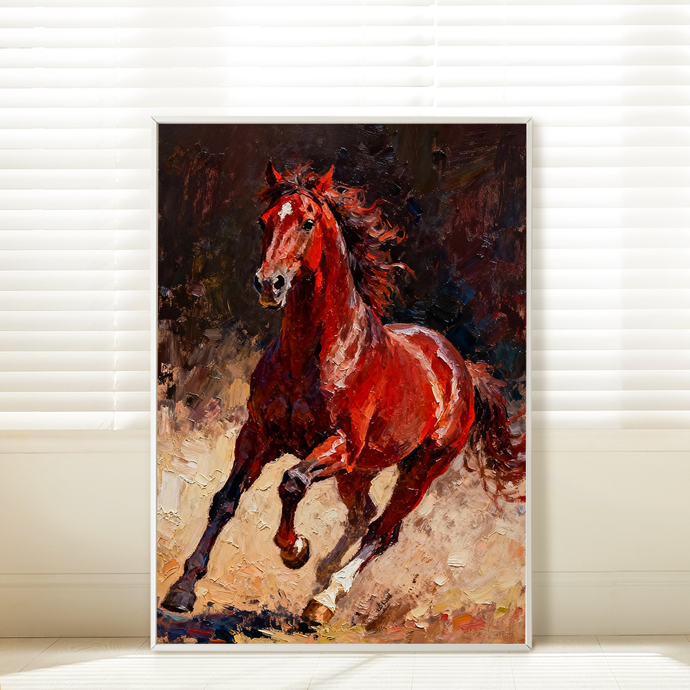 돈들어오는 인테리어 말 그림 액자 풍수 거실 포스터 A2 붉은말 E