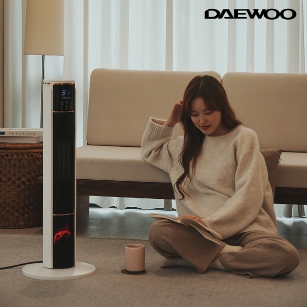 거실난로 불멍 PTC온풍기 타워형 침실난방기 가정용전기히터 - 상품 이미지