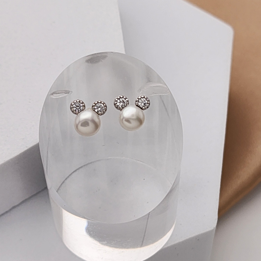 925실버 담수진주 5.2mm 미니 캐릭터 귀걸이 데일리 포인트 이미지 8