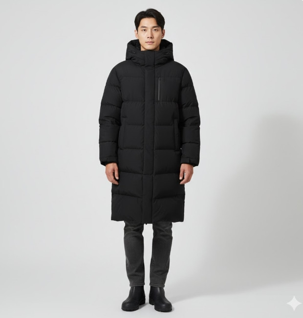네파 남자 겨울 아웃도어 에센셜 덕다운 롱패딩 롱다운 오리털 패딩점퍼 블랙, 110 - 상세 이미지 4