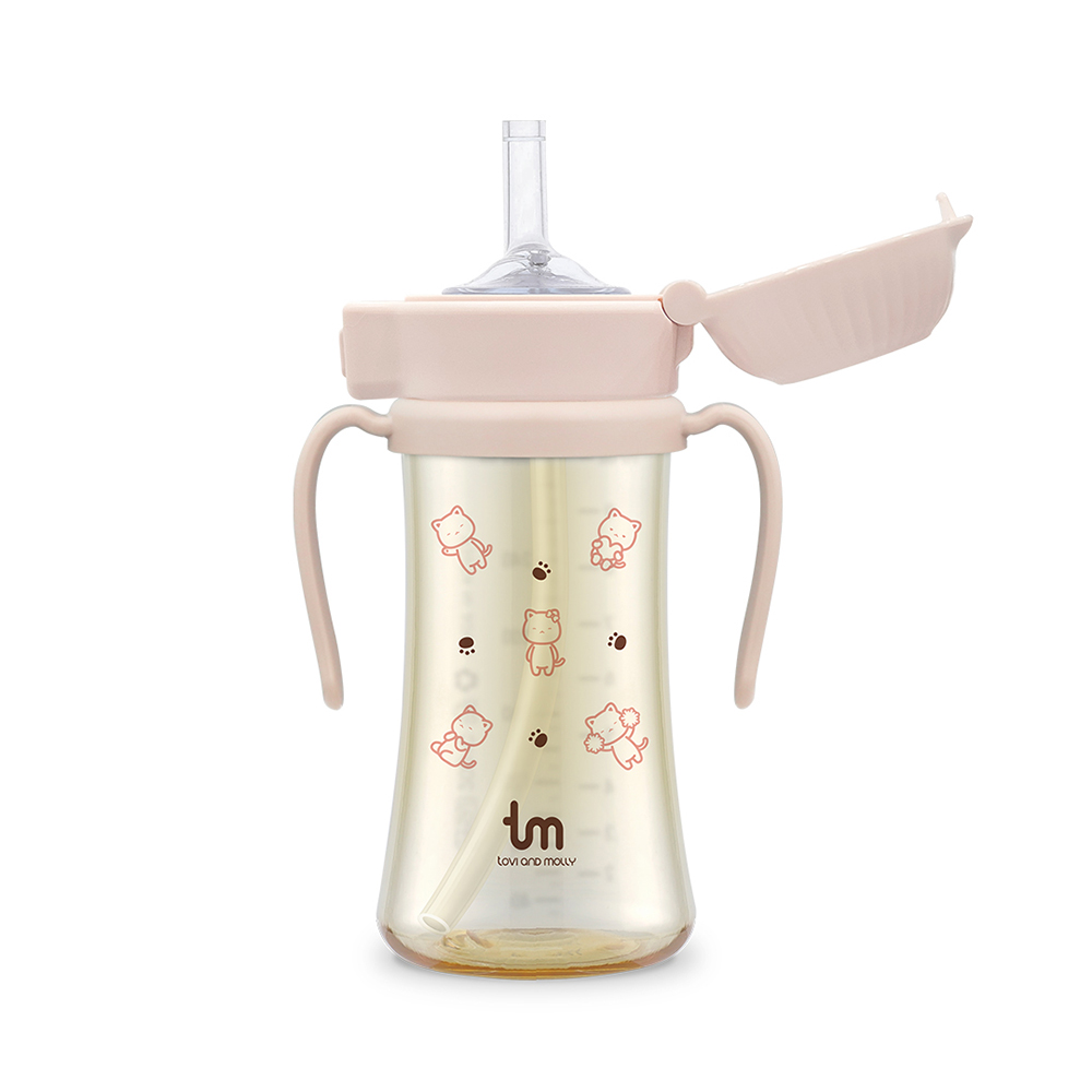 [토비앤몰리] 몰리 새지 않는 아기 유아 이유식 자기주도 원터치락 빨대컵 180ml 280ml