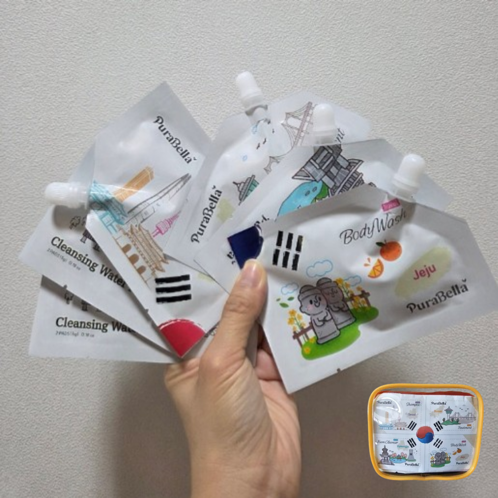 Purabella 여행용 클렌저 5종 트래블 키트 샴푸 트리트먼트 폼 바디워시 클렌징패드 제품 이미지