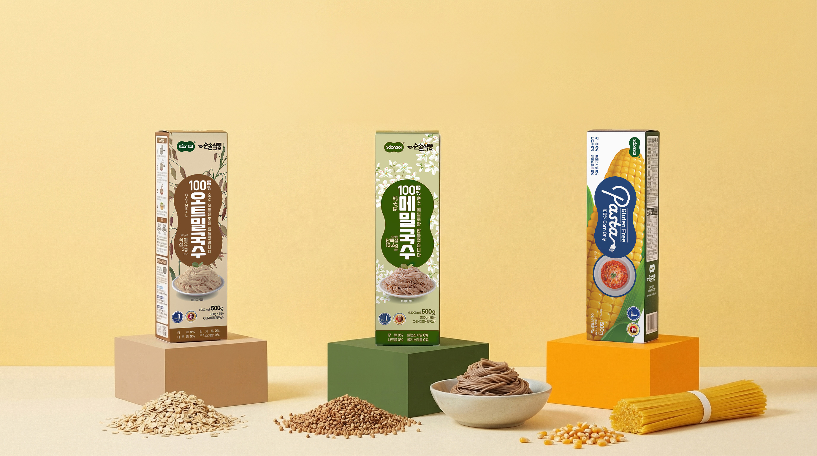 순솔 100% 메밀국수 500g 1박스 (100g x 5봉) 메밀면 소바 비건 글루텐프리 제로당 고단백 - 상세 이미지 3