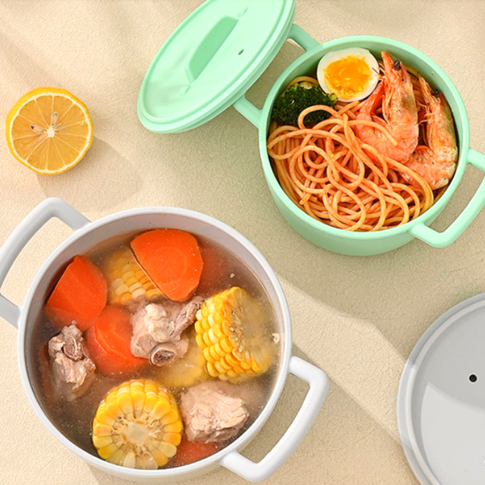 실리콘 찜기 전자레인지 이유식 원형 멀티 쿠커 1200ml, 옐로우