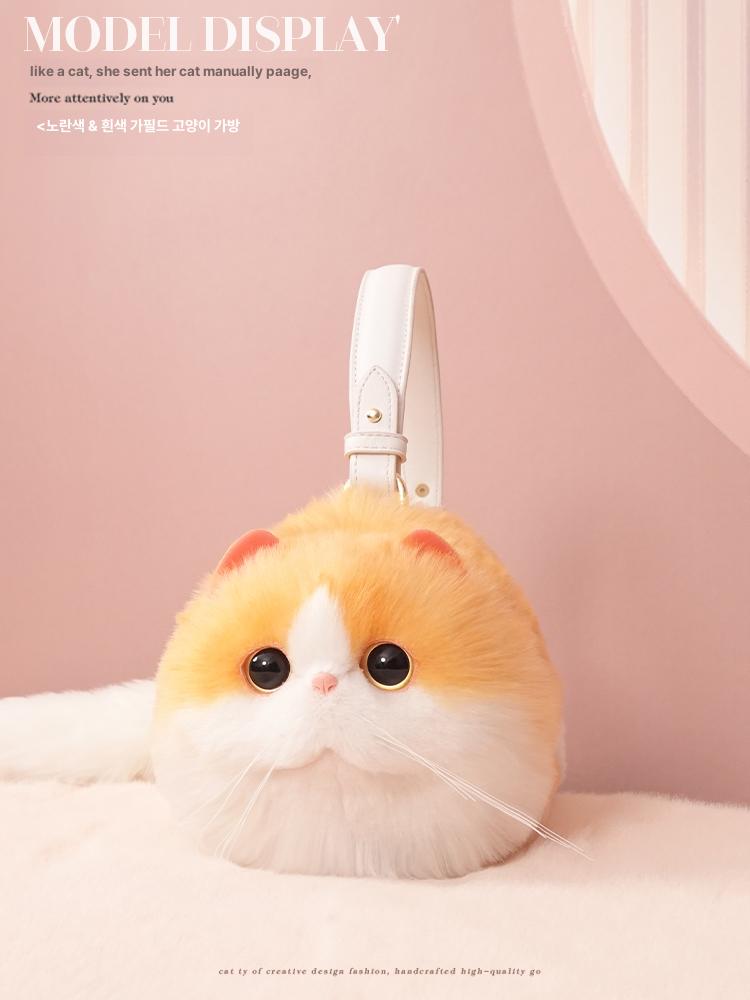 여자 귀여운 가필드 고양이 봉제 크로스백 생일 선물 실용 가방 블랙 - 상세 이미지 3