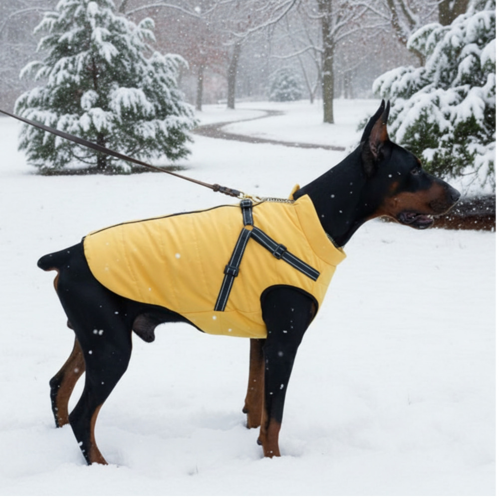 위드레오 강아지 하네스 패딩 소형견 중형견 겨울옷 오렌지, XS
