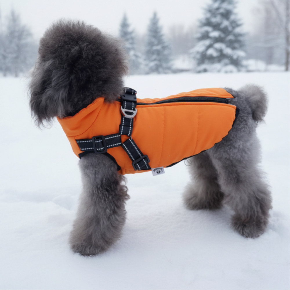 위드레오 강아지 하네스 패딩 소형견 중형견 겨울옷 오렌지, XS