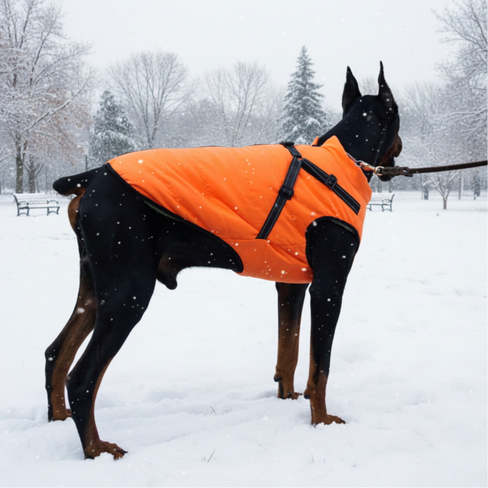 위드레오 강아지 하네스 패딩 소형견 중형견 겨울옷 오렌지, XS