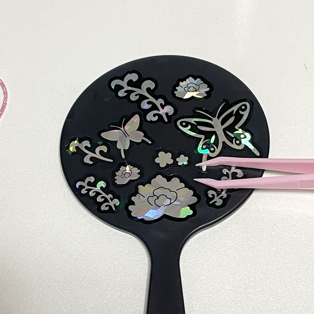 자개 스티커 손거울 만들기 DIY 키트 휴대용 나전칠기 전통공예품 한국 기념품 외국인 선물 - 상세 이미지 3