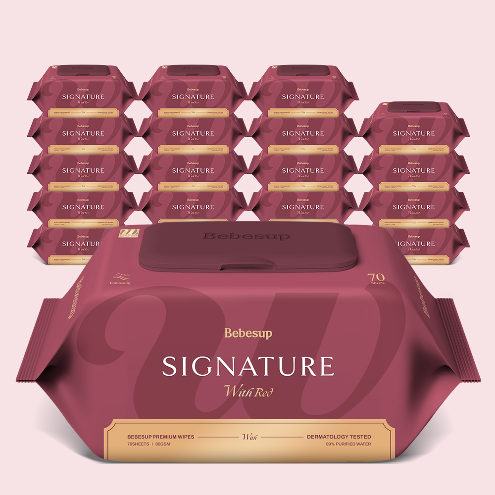 베베숲 시그니처 위드레드 캡형 두꺼운 아기물티슈 70매, 20개