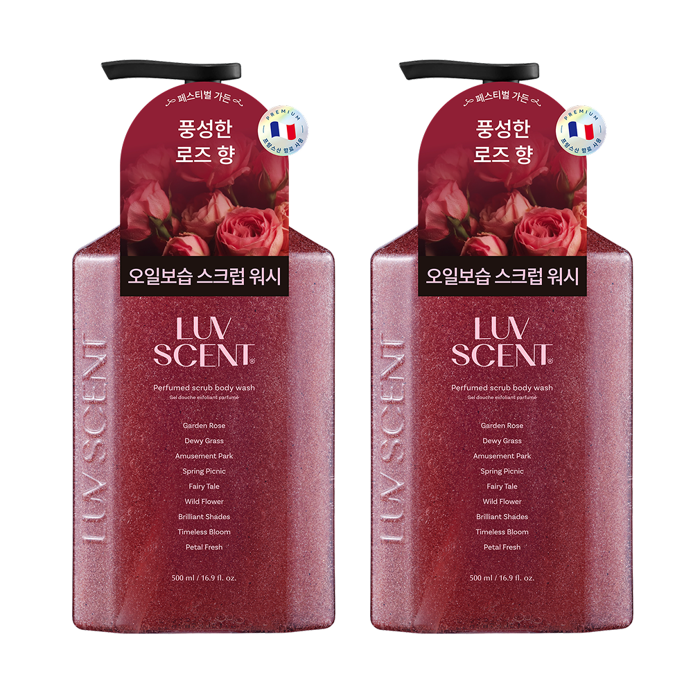 럽센트 퍼퓸 스크럽 워시?500ml 2개 플라워마켓 화이트 튤립향 +핸드워시?300ml 상품 이미지