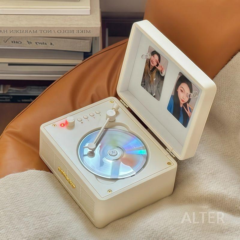 CD플레이어 무선 블루투스 턴테이블 플레이어 CD 빈티지 - 상세 이미지 3