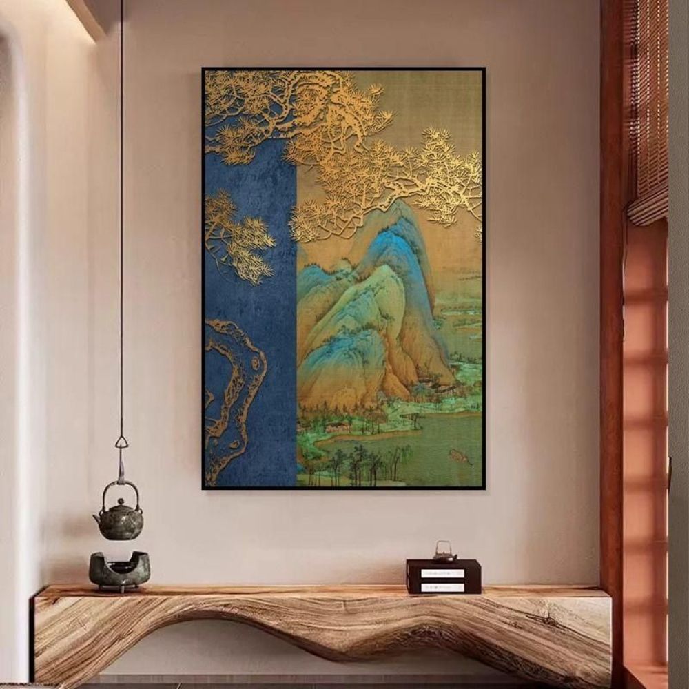 중식당 동양화 그림 액자 호텔 중식 레스토랑 대형 벽장식 A 80x120cm 블랙 - 상세 이미지 3