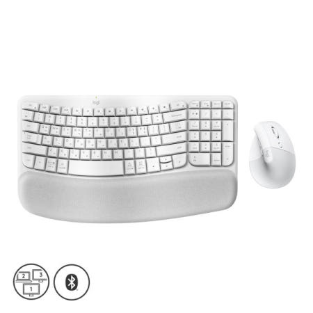 로지텍 Wave Keys + LIFT VERTICAL Combo 무선 키보드 마우스 세트 (오프화이트)