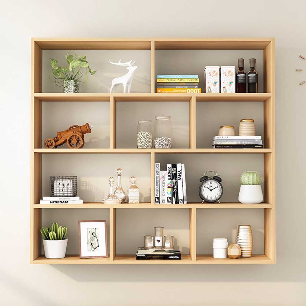 우드 진열선반 벽걸이 소품 수납 인테리어 원목선반 100x100cm 3단 화이트 - 상세 이미지 2