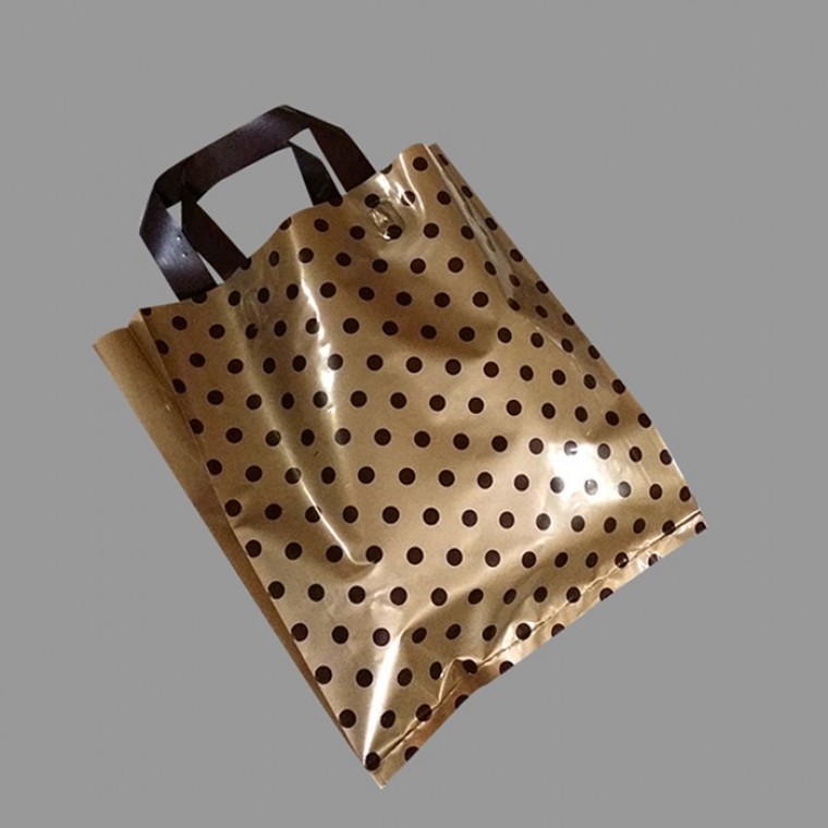 PE 질긴 핸들 팬시봉투 갈색도트 30X38cm 옆8cm 50매 - 메인 이미지