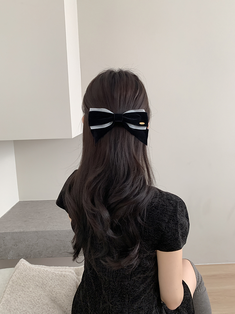[제작] 벨벳 오간디 헤어핀 - 국내제작 겨울 연말 블랙리본 오간자 핸드메이드 헤어클립 - 상세 이미지 2