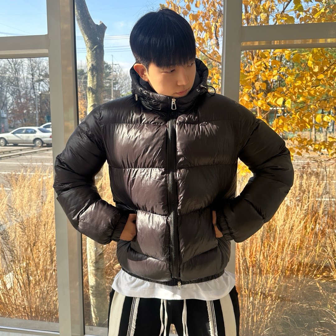 유광패딩 남자후드패딩 남자겨울아우터 - 상품 이미지
