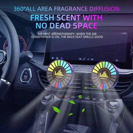 [KEVANLY]자동차 음악 리듬 램프, 향기 공기 배출구, 아로마 테라피 우아한 방향제 향수, 음성 앱 제어 디퓨저 클립, RGB 1x 205055
