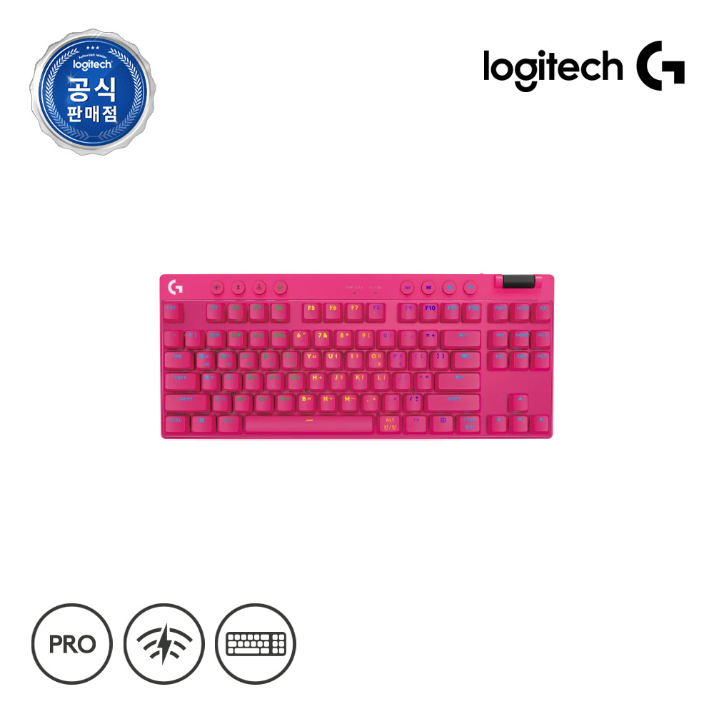 [정품인증점/빠른배송] 게이밍 키보드 로지텍코리아 공식 PRO X TKL LIGHTSPEED + 팜레스트 핑크, 택타일