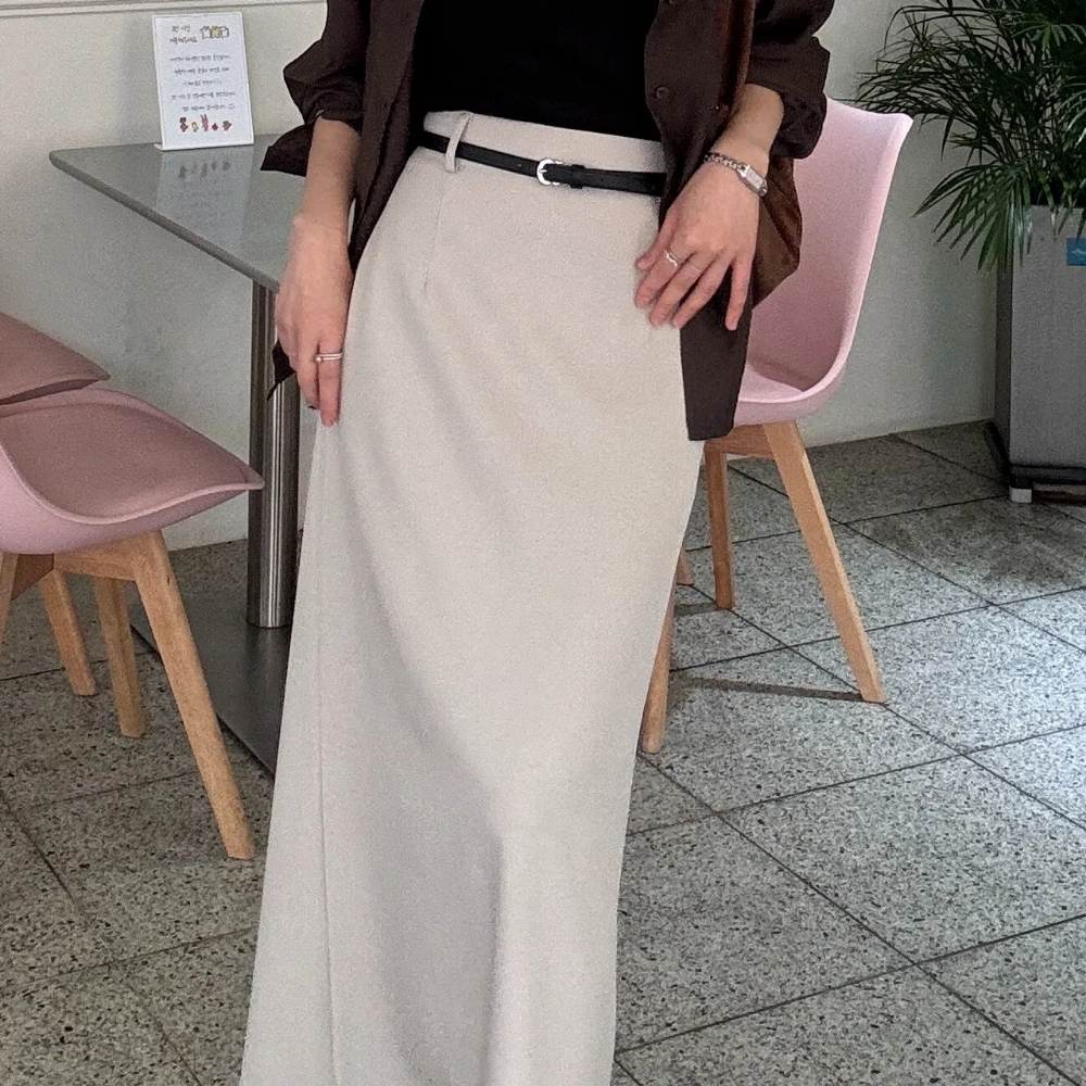 롱스커트 H라인 맥시스커트 롱치마 오피스룩 하객룩 - 상품 이미지