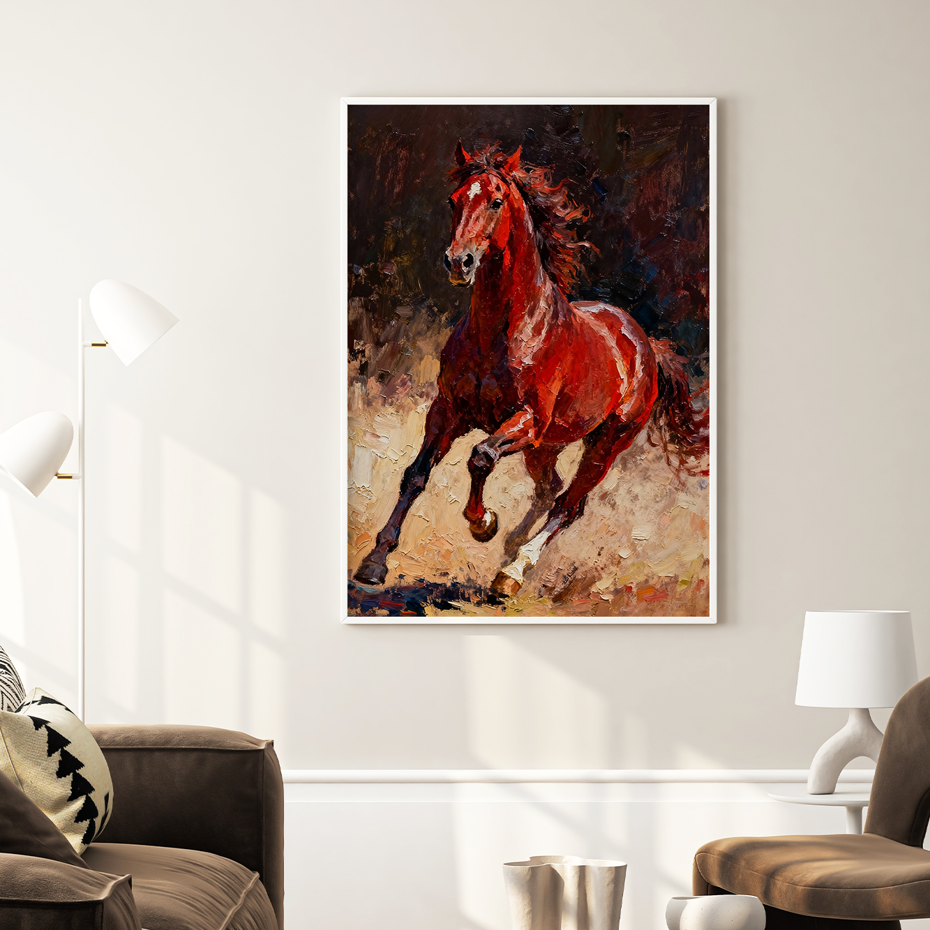 돈들어오는 인테리어 말 그림 액자 풍수 거실 포스터 A2 붉은말 E