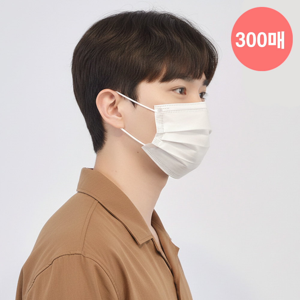 메디케이알 베이직핏 덴탈마스크 KF-AD 300매 L(대형), 백설기, 300개