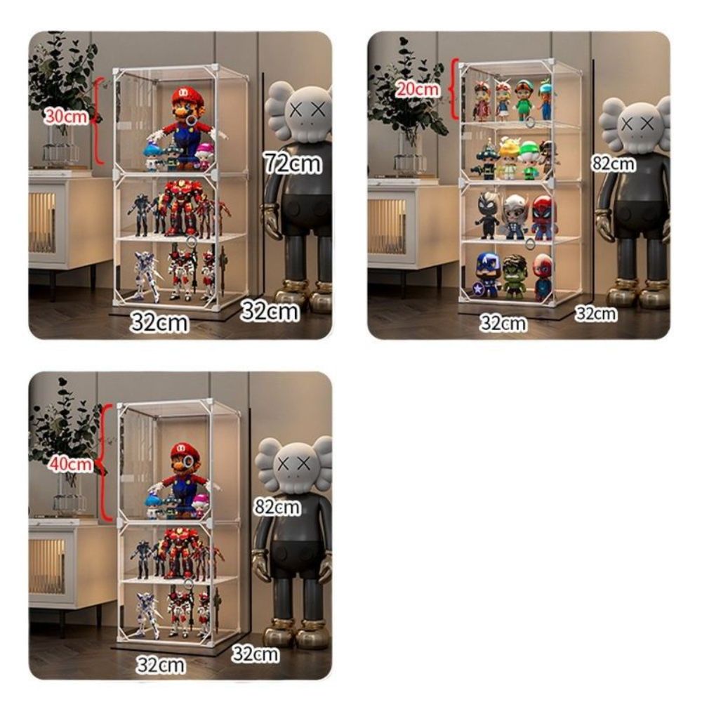 투명 수납장 피규어 장난감 전시장 소품 진열 선반 1 투명 3칸 (20/40cm) - 상세 이미지 5