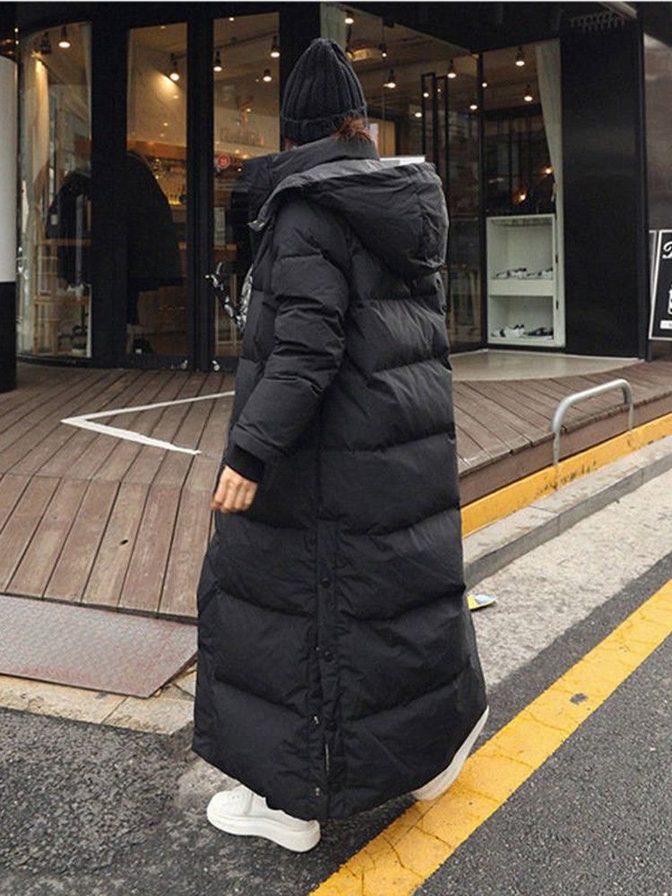 여성 롱패딩 초장기장 오버핏 겨울 보온 초경량 코트 - 상세 이미지 3