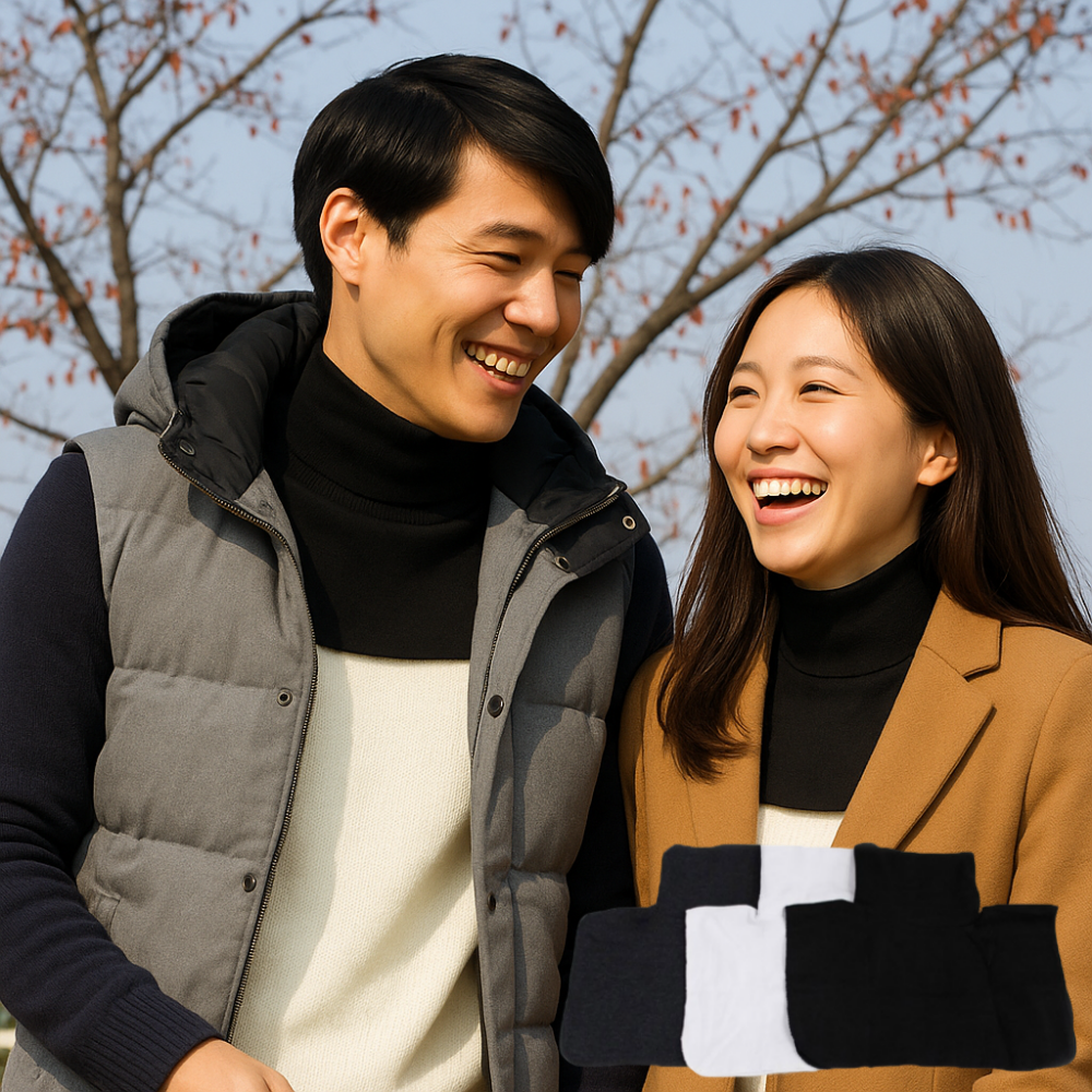 면넥워머 목플러 목방한 국산페이크목폴라 목만있는 공갈 남자 목싸개 워머여성 골지 폴라티 - 상품 이미지