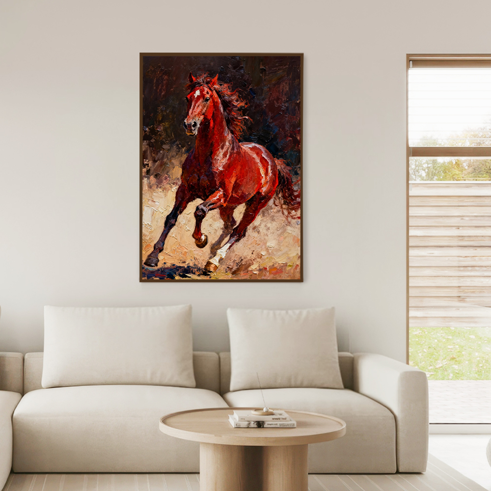 돈들어오는 인테리어 말 그림 액자 풍수 거실 포스터 A2 붉은말 E