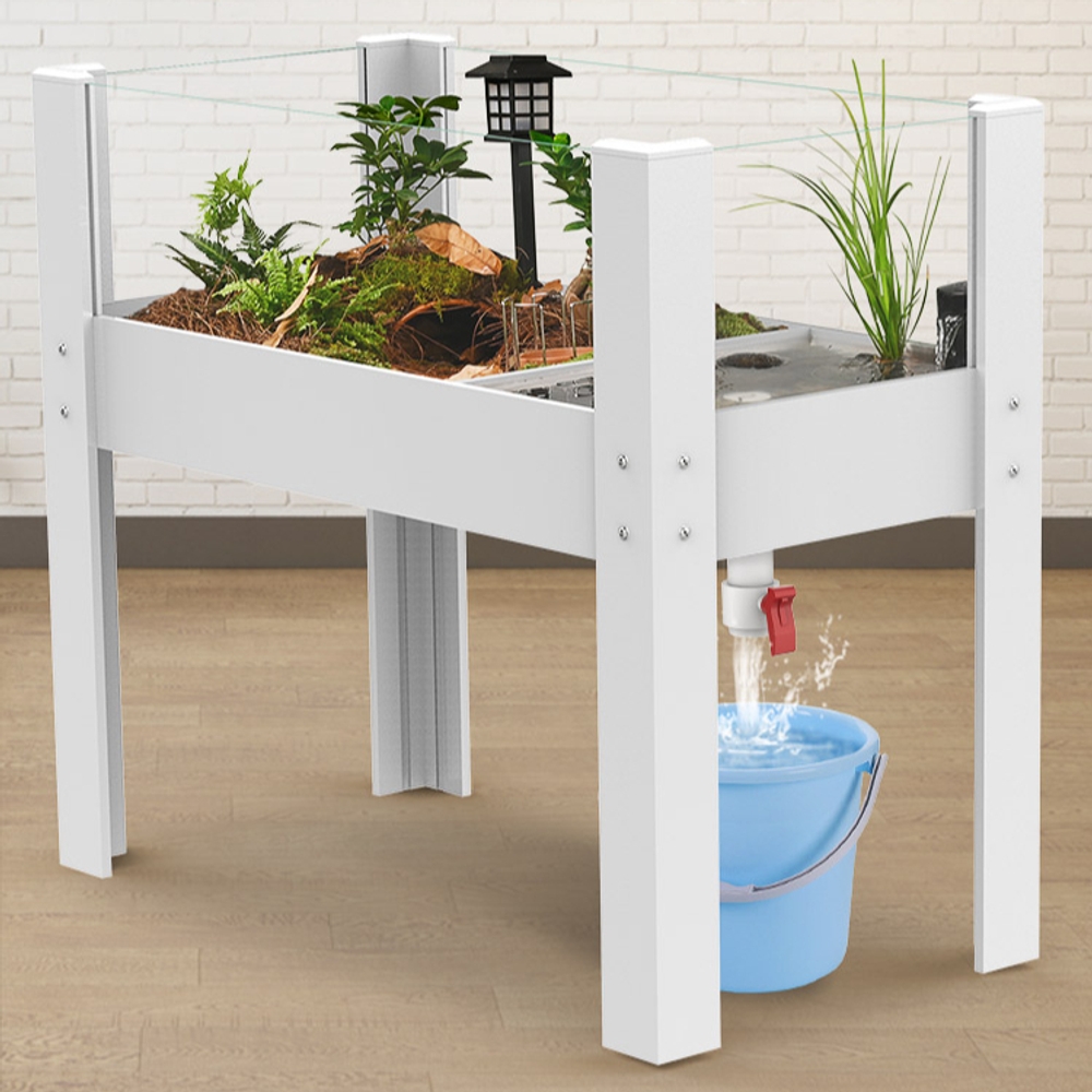 대형 반수생 수조 거북이 사육장 수족관 투명 어항세트 생태 배수 이동바퀴 60cm + 조경 - 상세 이미지 4