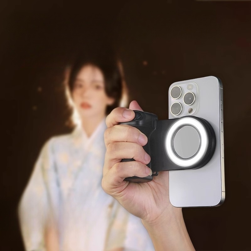 스마트폰 카메라 촬영 맥세이프 마그네틱 LED 링라이트 무선 셔터 리모컨 폰 홀더 그립 - 상세 이미지 2
