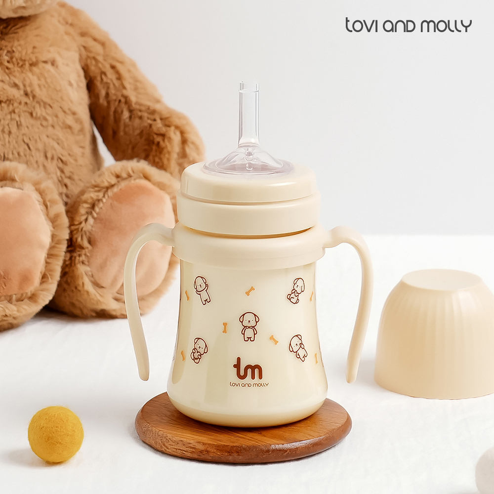 [토비앤몰리] 새지 않는 아기 유아 물병 어린이집 자기주도 이유식 빨대컵 180ml 280ml