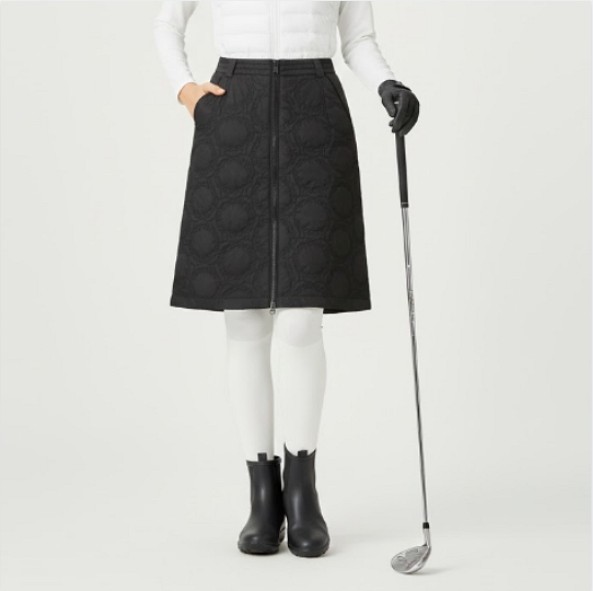 핑 골프웨어 여성 겨울 장지퍼 포인트 골프 퀄팅 패딩 스커트 - 상품 이미지