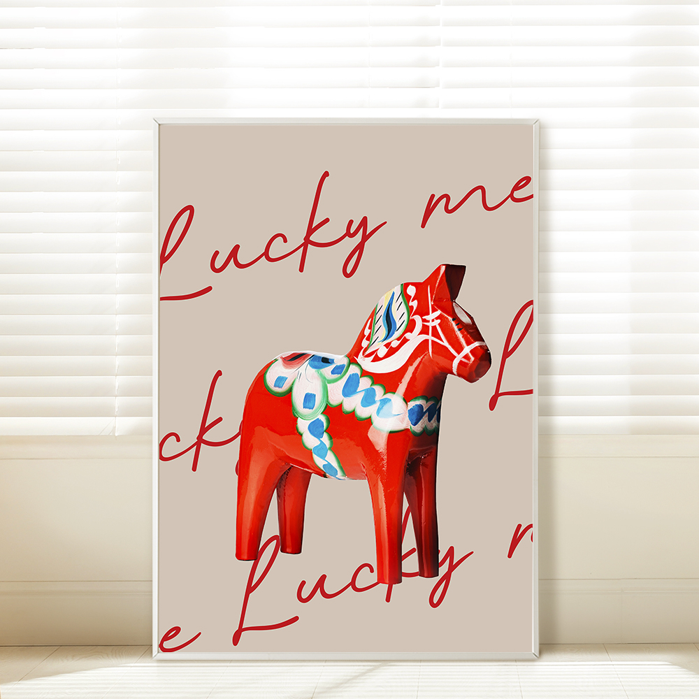 인테리어 말 그림 액자 붉은말 풍수 거실 포스터 A2 럭키 레드홀스