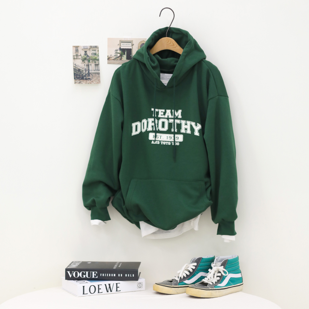 토토 포켓 기모 후드티셔츠 스트링 캐쥬얼 빅사이즈 오버핏 이미지 4