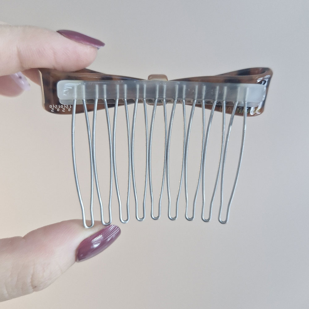 레오파드 리본 빗핀 예쁜 옆머리헤어핀 잔머리정리 머리핀 - 상세 이미지 4